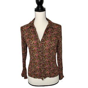 J. Jill wool blend Polka Dot Long Sleeve Button Down Top